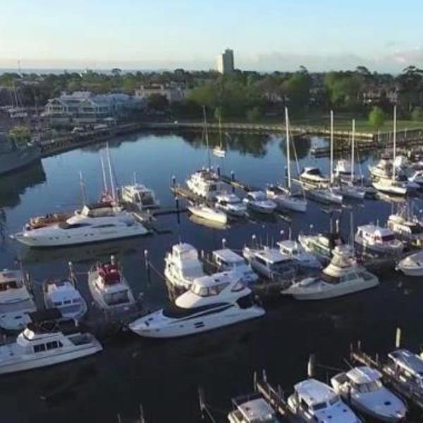 Harbour with boats in Waterline Place community by AVJennings located in Williamstown, VIC 3016. Townhouses for sale in Williamstown. 